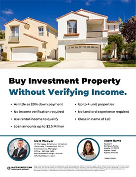 No-Income Verification Loan flyer example