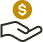 Hand icon with dollar sign identifies low down payment.
