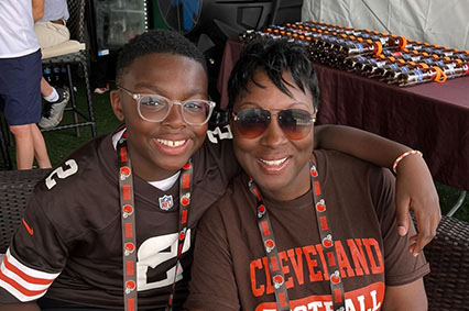 Members of Big Brothers Big Sisters of Greater Cleveland at Browns Training Camp