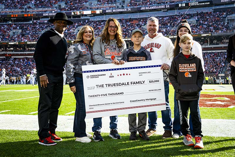 CrossCountry Mortgage donates $25,000 in housing costs for Veterans Steven and Jessica Truesdale during Salute To Service game
